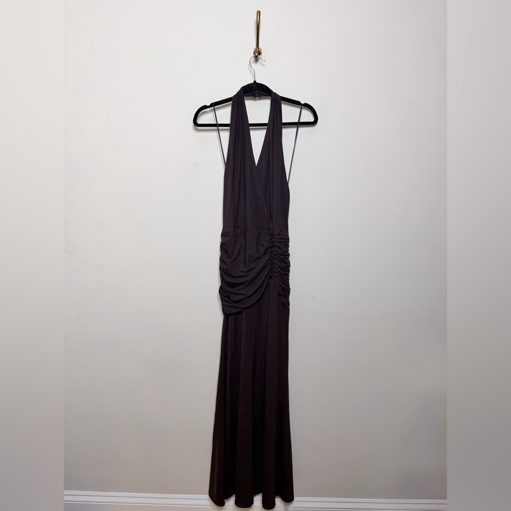 Reformation Arden Knit Dress Halter Black Currant Brown - Picture 5 of 9